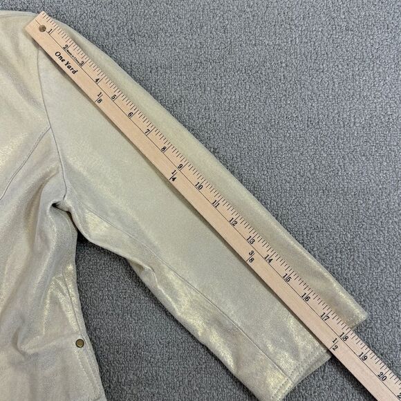 Newport News Vintage Leather Metallic Gold Blazer Jacket Size 8 - Picture 11 of 14